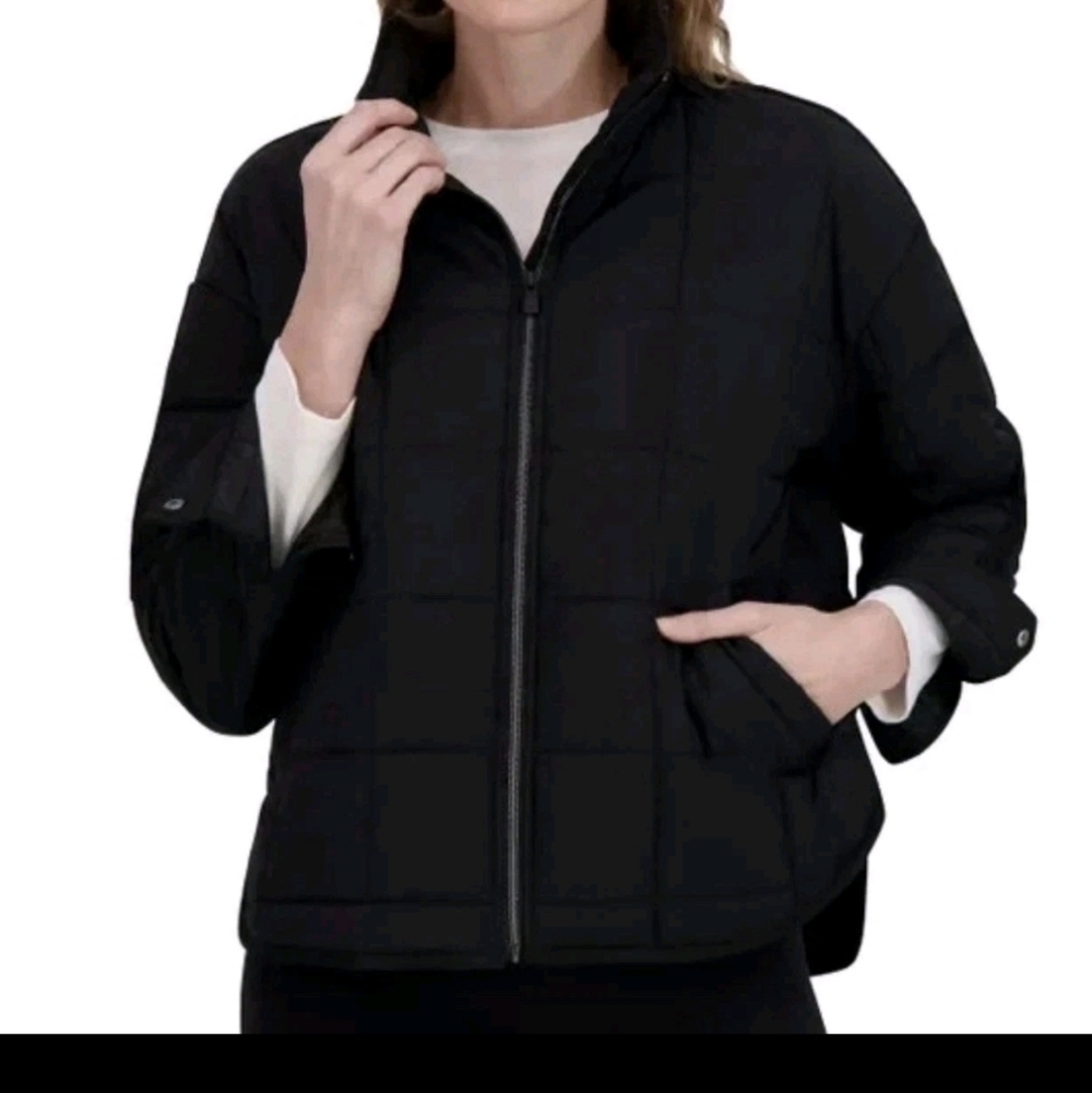 Roxy Quilted Puffer Jacket Black  NWT Full Zip Lightweight Coat